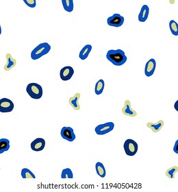 Light Blue, Green vector seamless backdrop with dots. Illustration with set of shining colorful abstract circles. Pattern for trendy fabric, wallpapers.