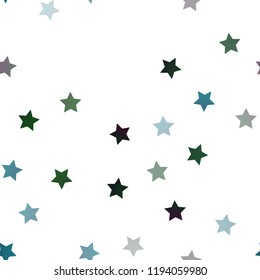 Light Blue, Green vector seamless pattern with christmas stars. Glitter abstract illustration with colored stars. Best design for your ad, poster, banner.