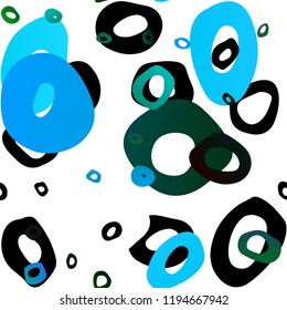 Light Blue, Green vector seamless layout with circle spots. Colorful illustration with blurred circles in nature style. Pattern for design of window blinds, curtains.