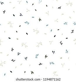 Light Blue, Green vector seamless doodle template with leaves. Creative illustration in blurred style with leaves. Pattern for trendy fabric, wallpapers.