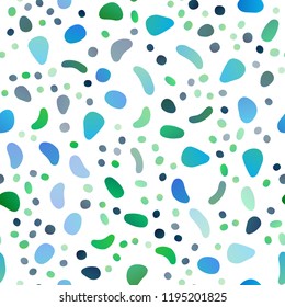 Light Blue, Green vector seamless background with bubbles. Glitter abstract illustration with blurred drops of rain. Pattern for trendy fabric, wallpapers.