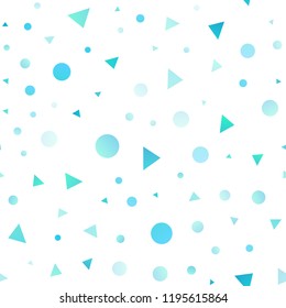 Light Blue, Green vector seamless template with crystals, circles. Decorative design in abstract style with lines, dots. Pattern for trendy fabric, wallpapers.