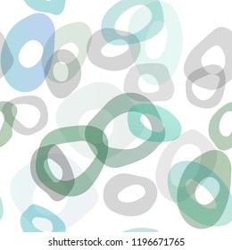 Light Blue, Green vector seamless template with rings. Glitter abstract illustration with blurred drops of rain. Pattern for design of window blinds, curtains.