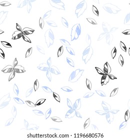 Light Blue, Green vector seamless elegant wallpaper with leaves. Brand new colored illustration in blurry style with leaves. Pattern for design of window blinds, curtains.