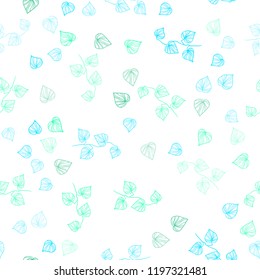 Light Blue, Green vector seamless elegant wallpaper with leaves. Colorful illustration in doodle style with leaves. Trendy design for wallpaper, fabric makers.