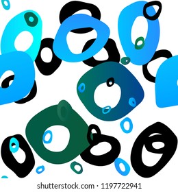 Light Blue, Green vector seamless template with spots. Modern abstract illustration with colorful water drops. Pattern for design of window blinds, curtains.