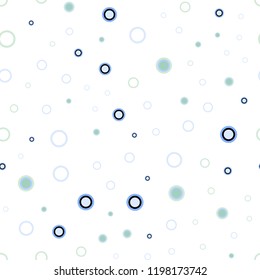 Light Blue, Green vector seamless backdrop with dots. Modern abstract illustration with colorful water drops. Design for textile, fabric, wallpapers.