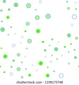 Light Blue, Green vector seamless pattern with spheres. Blurred decorative design in abstract style with bubbles. Template for business cards, websites.
