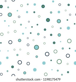 Light Blue, Green vector seamless backdrop with dots. Abstract illustration with colored bubbles in nature style. Trendy design for wallpaper, fabric makers.