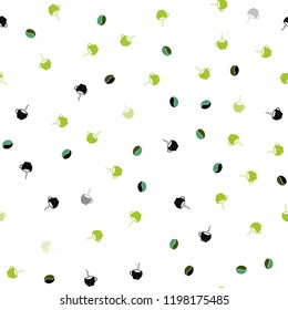 Light Blue, Green vector seamless texture with coffee beans, mugs. Glitter abstract backdrop with gradient mugs, coffee grains. Pattern for menu of cafes and restaurants.