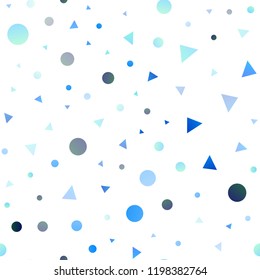 Light Blue, Green vector seamless texture in triangular style with circles. Abstract gradient illustration with circles, triangles. Pattern for trendy fabric, wallpapers.