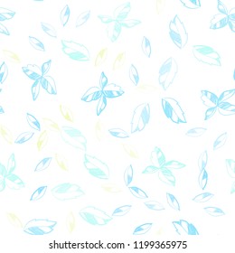 Light Blue, Green vector seamless doodle pattern with leaves. Colorful abstract illustration with leaves in doodle style. Template for business cards, websites.