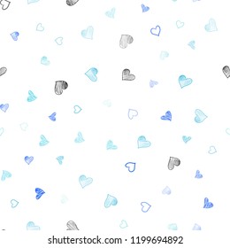 Light Blue, Green vector seamless layout with sweet hearts. Hearts on blurred abstract background with colorful gradient. Template for Valentine's greeting postcards.