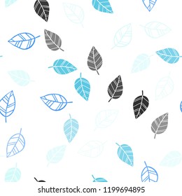 Light Blue, Green vector seamless natural pattern with leaves. Shining colored illustration with leaves in doodle style. Pattern for trendy fabric, wallpapers.