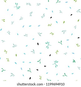 Light Blue, Green vector seamless doodle background with leaves. A vague abstract illustration with leaves in doodles style. Trendy design for wallpaper, fabric makers.