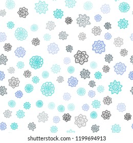 Light Blue, Green vector seamless layout with bright snowflakes. Modern geometrical abstract illustration with crystals of ice. Design for textile, fabric, wallpapers.