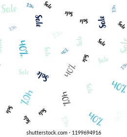 Light Blue, Green vector seamless cover with symbols of 40 % sales. Colorful set of  percentage signs in simple style. Design for business ads, commercials.