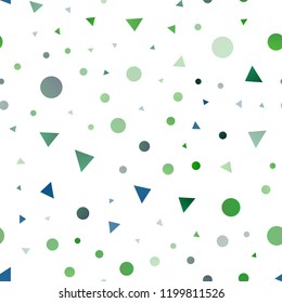 Light Blue, Green vector seamless cover in polygonal style with circles. Circles, lines on abstract background with colorful gradient. Design for textile, fabric, wallpapers.