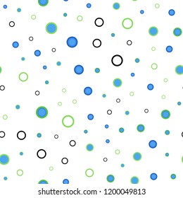 Light Blue, Green vector seamless cover with spots. Blurred bubbles on abstract background with colorful gradient. Pattern for design of fabric, wallpapers.