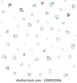 Light Blue, Green vector seamless pattern with colorful hearts. Illustration with hearts in love concept for valentine's day. Template for Valentine's greeting postcards.