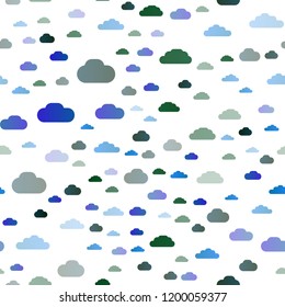 Light Blue, Green vector seamless template with sky, clouds. Illustration in abstract style with colorful clouds. Pattern for design of window blinds, curtains.