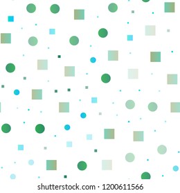 Light Blue, Green vector seamless template with spots, rectangles. Colorful gradient with circles, rectangles on abstract backdrop. Template for business cards, websites.