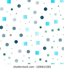Light Blue, Green vector seamless cover with circles, cubes. Colorful illustration with circles, squares in nature style. Trendy design for wallpaper, fabric makers.