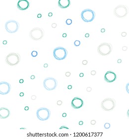 Light Blue, Green vector seamless background with bubbles. Blurred decorative design in abstract style with bubbles. Pattern can be used as texture of wallpapers.