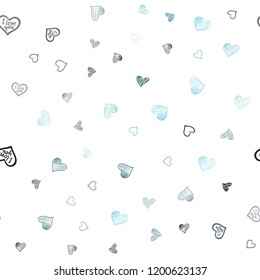 Light Blue, Green vector seamless cover with Shining hearts. Illustration with hearts in love concept for valentine's day. Pattern for carnival, festival romantic leaflets.