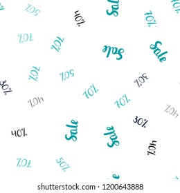 Light Blue, Green vector seamless layout with discount of 30%, 40%, 50%. Illustration with signs of sales on abstract template. Backdrop for super sales on Black Friday.