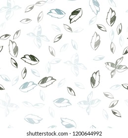 Light Blue, Green vector seamless doodle pattern with leaves. Shining colored illustration with leaves in doodle style. Design for textile, fabric, wallpapers.