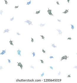 Light Blue, Green vector seamless doodle layout with leaves. Creative illustration in blurred style with leaves. Pattern for trendy fabric, wallpapers.