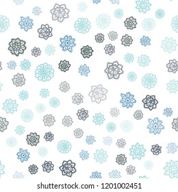 Light Blue, Green vector seamless background with xmas snowflakes. Glitter abstract illustration with crystals of ice. Pattern for trendy fabric, wallpapers.