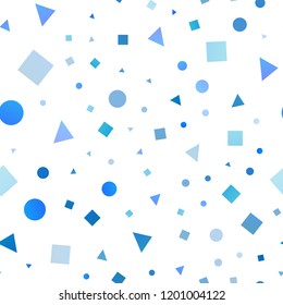 Light Blue, Green vector seamless layout with circles, lines, rectangles. Abstract illustration with colorful dots, lines, cubes. Template for business cards, websites.