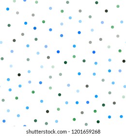 Light Blue, Green vector seamless background with dots. Blurred bubbles on abstract background with colorful gradient. The pattern can be used for aqua ad, booklets.