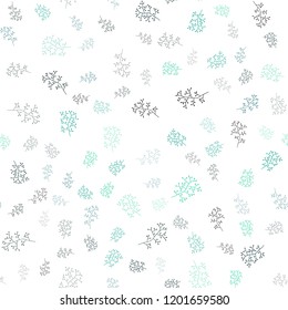 Light Blue, Green vector seamless abstract backdrop with leaves, branches. Glitter abstract illustration with leaves and branches. Pattern for design of window blinds, curtains.