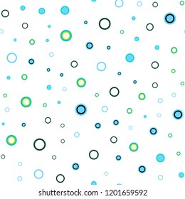 Light Blue, Green vector seamless layout with circle shapes. Beautiful colored illustration with blurred circles in nature style. Pattern for design of window blinds, curtains.
