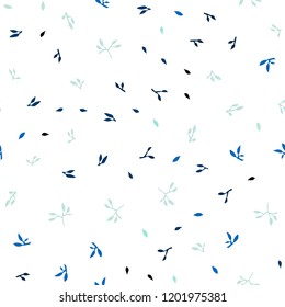 Light Blue, Green vector seamless natural background with leaves. An elegant bright illustration with leaves in Natural style. Pattern for design of window blinds, curtains.