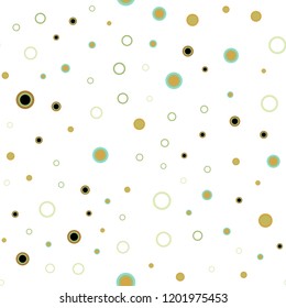 Light Blue, Green vector seamless texture with disks. Blurred decorative design in abstract style with bubbles. Pattern for trendy fabric, wallpapers.