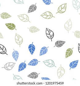 Light Blue, Green vector seamless doodle layout with leaves. Doodle illustration of leaves in Origami style with gradient. Template for business cards, websites.