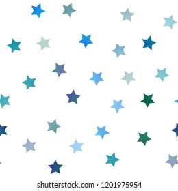 Light Blue, Green vector seamless pattern with christmas stars. Decorative shining illustration with stars on abstract template. Smart design for your business advert.