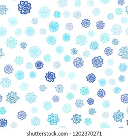 Light Blue, Green vector seamless layout with bright snowflakes. Decorative shining illustration with snow on abstract template. Pattern for trendy fabric, wallpapers.