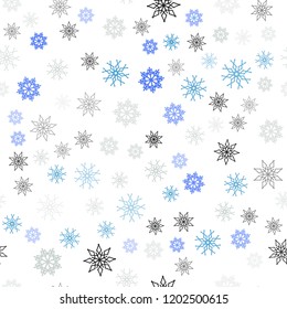 Light Blue, Green vector seamless template with ice snowflakes. Shining colored illustration with snow in christmas style. Template for business cards, websites.