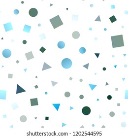 Light Blue, Green vector seamless pattern in polygonal style with circles. Circles, lines, rhombus with colorful gradient. Template for business cards, websites.