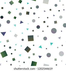Light Blue, Green vector seamless template with crystals, circles, squares. Abstract gradient illustration with circles, triangles, cubes. Trendy design for wallpaper, fabric makers.