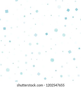Light Blue, Green vector seamless layout with circles, lines, rectangles. Illustration with colorful circles, triangles, rectangles. Trendy design for wallpaper, fabric makers.