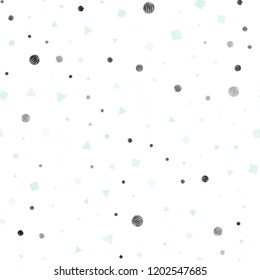 Light Blue, Green vector seamless texture with poly style with circles, cubes. Decorative design in abstract style with lines, dots, cubes. Pattern for design of fabric, wallpapers.