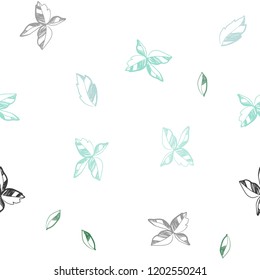 Light Blue, Green vector seamless natural backdrop with leaves. Doodle illustration of leaves in Origami style with gradient. Pattern for design of window blinds, curtains.