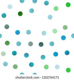 Light Blue, Green vector seamless cover with spots. Modern abstract illustration with colorful water drops. Completely new template for your brand book.