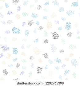Light Blue, Green vector seamless doodle texture with leaves, branches. Creative illustration in blurred style with leaves, branches. Pattern for design of window blinds, curtains.
